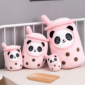 Kawaii Stil Nou Crema De Lapte Babo Ceai Jucărie De Pluș Moale Panda Drăguț Expresie Animie Perna Umplute Canapea Beding Perna Fete De Cadouri