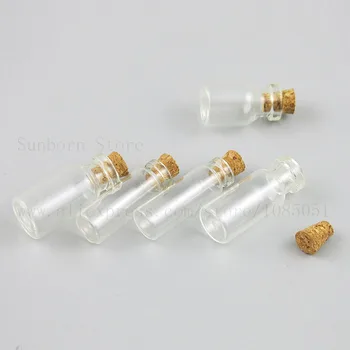 1000pcs/lot 2 ml 3 ml Mici Limpede Transparent Flacon de Sticlă Cu Dop de Plută Gol Nunta care Doresc Sticlă Borcane Container