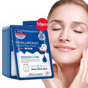 10buc Acid Hialuronic Masca Faciala Foaie Porii Hidratare Ulei-Control Anti-Imbatranire Reconstituirea Albire de Îngrijire a Feței