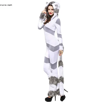 Femeile Urs Polar Cosplay Pentru Femei Halloween Costum de Animal Dungă de iarnă pijamale de Craciun Carnaval de Purim rochie de petrecere