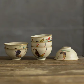 Gresie Antic Pui Ceramica Cana Cana de Ceai Doucai Bărbat Băut Master Individuale Singur Vas Cești de ceai pentru a Bea Drinkware