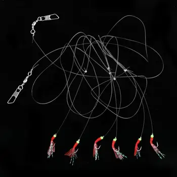 Momeala Platforme Piele de Pește Cârlige Artificiale, Pene de Pescuit cu Cârlige Luminos Margele /6 Cârlige/ Pivotare / Snap