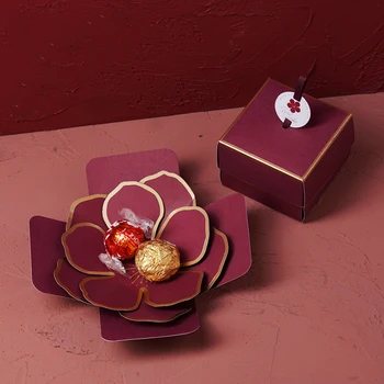 50pcs Elegant Hand-made Flori Cutie de Cadou Cutii de Bomboane cele mai Bune Urări Aniversare de Nunta Florale Petrecere de Ziua Îndrăgostiților Propune