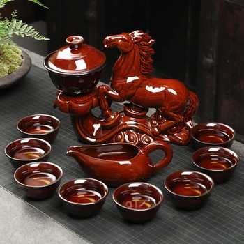 Semi-automate Ceașcă de Ceai Cal Set de Filare Kung Fu ceainic Tao-Fu Qi Om Leneș de uz Casnic Ceainic Ceramic Seturi Cadou Complet Bara