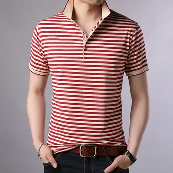 5678-R-Barbati tricou cu mânecă scurtă trend vara gât Subțire, cu dungi haine de vara T-shirt îmbrăcăminte pentru bărbați