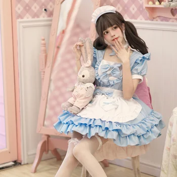 Menajera Cosplay Costum Plus Dimensiunea Rochie Roz Anime Japoneze Femei Petrecere De Halloween, Costumele Scenă Lolita Fata De Frumusețe Arc Menajere Tinuta