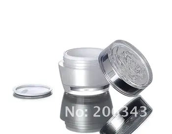 50G de perle acrilice albe crema de sticla, cu forma de floare capac ,container cosmetic,,crema borcan,Borcan Cosmetice,Ambalaje Cosmetice