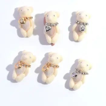 3D Urs de Pluș Zircon Pandantiv Inima DIY Ornament Urs Unghii Farmece Unghii Bijuterii de Decorare Arta de Unghii Unghii Stras