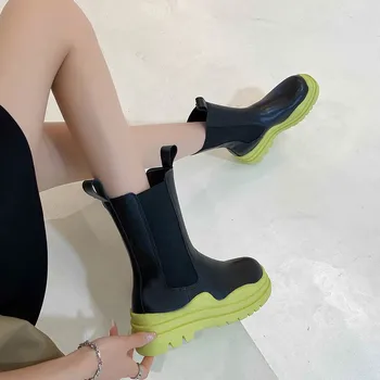 Femei Cizme Cu Platforma Lasdies De Moda Cizme De Luptă Femei Toc Indesata Glezna Cizme Femei Pantofi De Toamna De Designer Chelsea Cizme