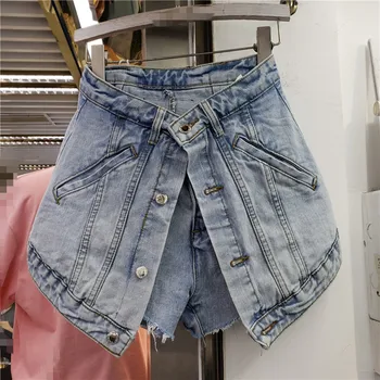 Harajuku Denim pantaloni Scurți Femei 2021 Primăvara și Vara Noi Pantaloni scurți de Înaltă Talie Slăbire Margine Prime Denim Scurt Femme