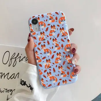 Anime amuzant foxs drăguț minunat Telefon Caz pentru iPhone 11 12 13 Mini Pro Xs Max 8 7 6 6S Plus X XR Solid de Culoare de Bomboane Caz