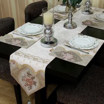 BEI stil European modern de lux alergatori de masă chenille dantela proaspăt Elegant acasă decora jacquard TV ceai Steaguri de Masă Cină Mats