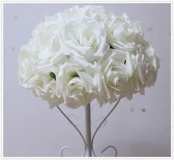 30 cm*10 buc Crescut saruta minge de mătase artificială de flori decor de nunta de culoare crem-2015 Nou design