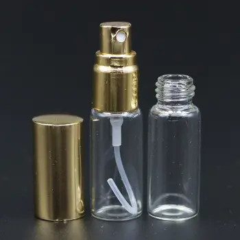 50pcs/Lot 5ml Gol Clar Sticlă de Pulverizare Pulverizator Sticla de Parfum Mini Parfum Eșantion de Sticla cu Capac de Aluminiu Tralve Sticlă Flacoane