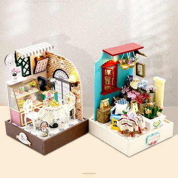 Cutebee BRICOLAJ Case Papusa Kit Mini Roombox Tort Magazin cu Mobilier casă de Păpuși Jucarii pentru Fata Ziua de nastere Cadou