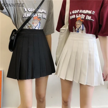 Mini-Fuste Plisate Femei Solide de Bază coreeană Ins Vara Chic Fete Tinere All-meci Moda Minimalist Vânzare Fierbinte Casual, Talie Mare