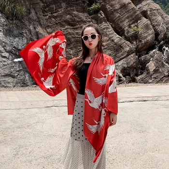 Moda Primavara-Vara Pentru Femei Red Print Plaja Eșarfă De Mătase Șaluri Sălbatice De Sex Feminin Folie De Lungă De Bumbac Casual De Călătorie În Aer Liber Protecție Solară Hijab