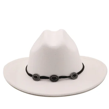 Simplu Femei Bărbați Gol Vest Pălărie de Cowboy cu Centura de Toamna si Iarna Jazz Outback Jazz Toca Sombrero Capac de Dimensiune 56-58cm