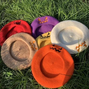 Noua Moda De Halloween Cadou Partid Solid De Culoare De Primăvară De Toamnă Beretă De Lână Ține De Cald Femei Pălărie De Halloween Pictor Pălărie