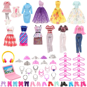 45 Articol Papusa de Moda Haine Accesorii =11 Haine +10 Pantofi + 24 Accesorii pentru Barbie Copii Jucării pentru Fete Prezent