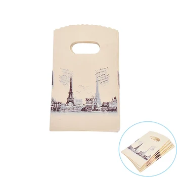 100buc/lot Roz Turnul Eiffel de Ambalare Pungi de Plastic Pungi de Cumpărături, Cu Mâner 9*15cm