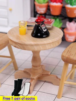 [Transport gratuit] 1:12 Model în Miniatură Stejar Masă Rotundă Masă de Cafea masuta de Cafea casă de Păpuși Mini Buzunar Alimente Juca DIY Cabana